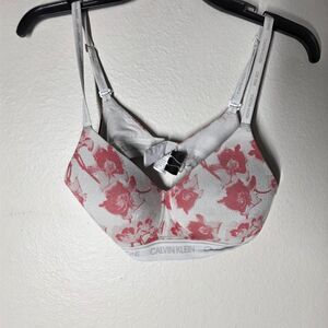 Calvin-klein Women's White and Pink Bra